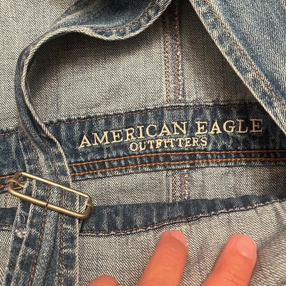 American Eagle Distressed Denim Shorts Overalls Size XS - Picture 8 of 10